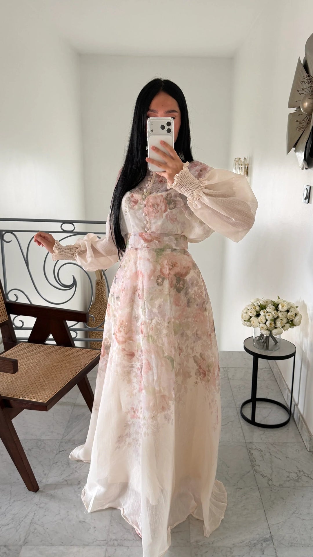 Floral Skirt and top set Vintage Cream Apricot