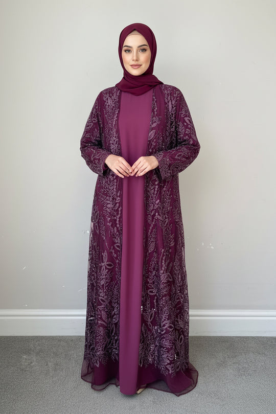Saqina Embellished Lace Abaya Sets
