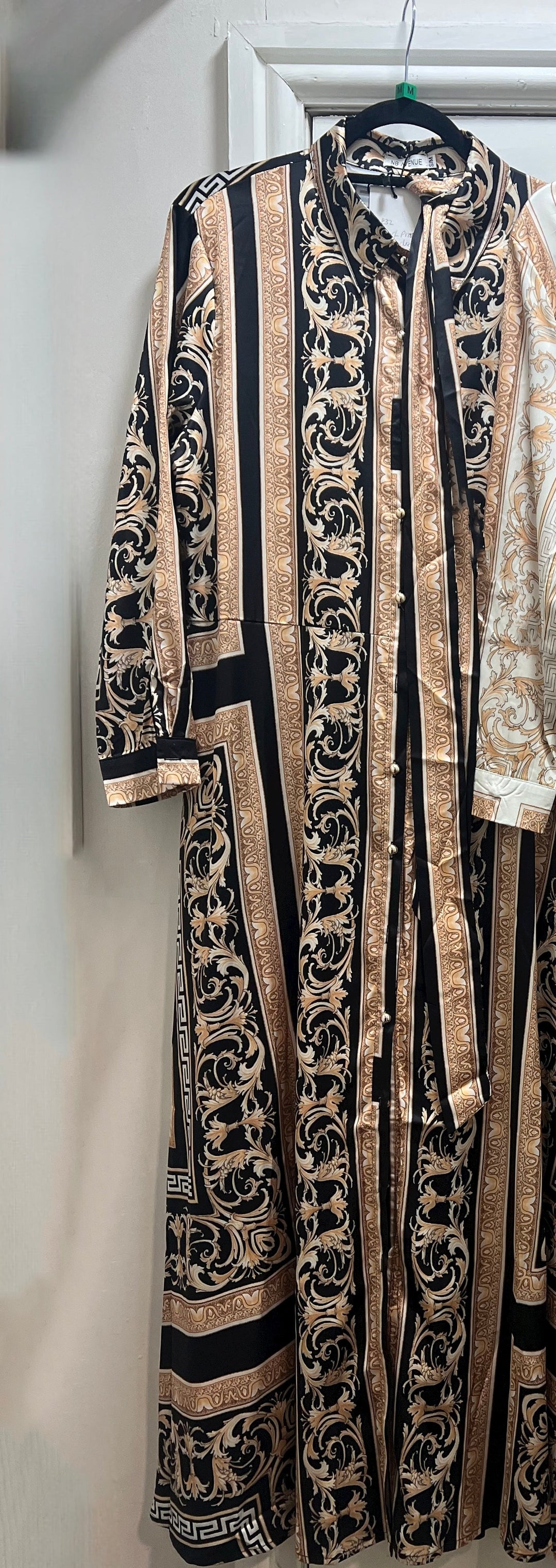 Scarf Print Silk Feel Maxi Dress