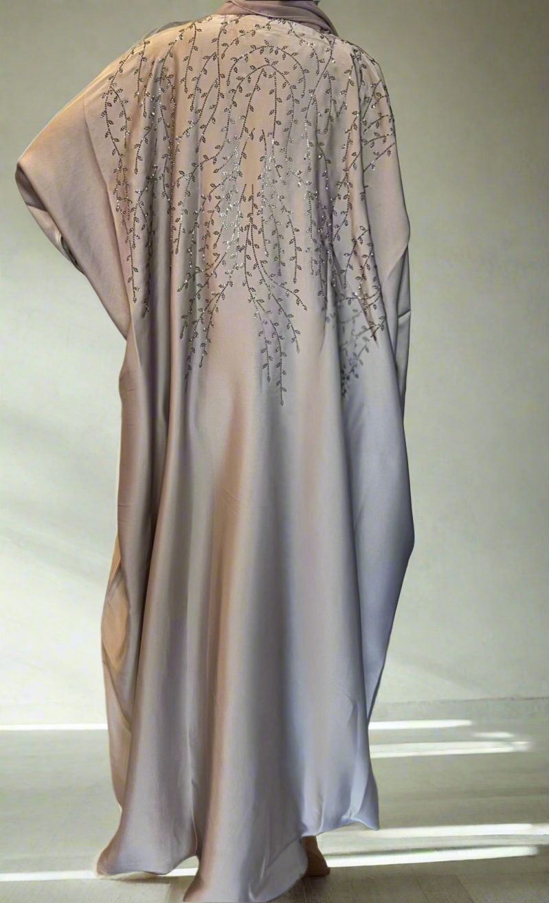 Aliyah Rhinestone Kaftan with ties- Pink Nude