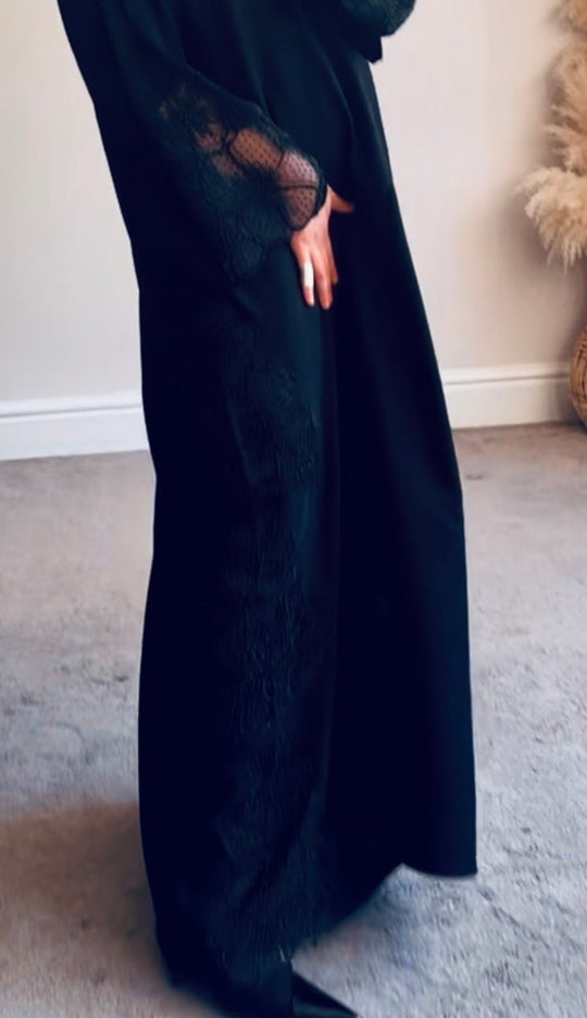Girls Black Rose Nida Abaya matching mothers