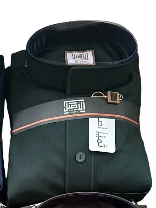 Embroidered Winter Al Aseel Thobes -Midnight Green  Z07