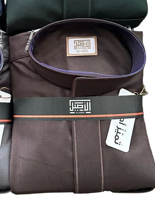 Embroidered Winter Al Aseel Thobes -Brown  Z07