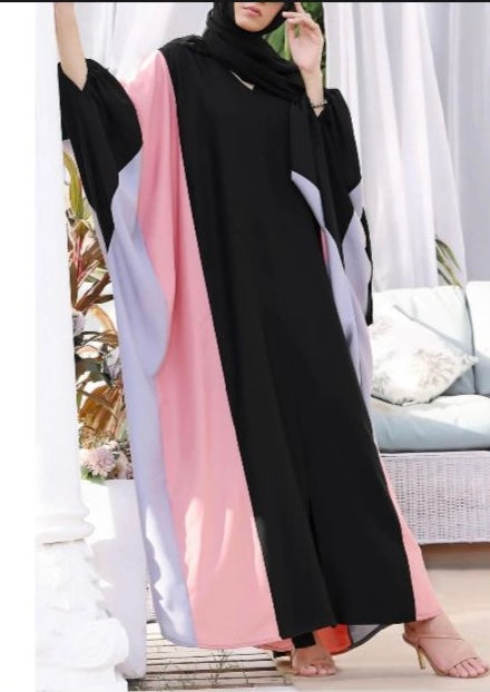 Batwing Nida Abaya with coloured Panels