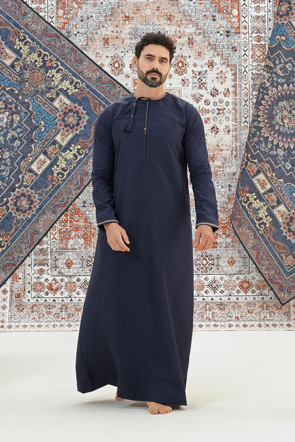 Boys Faris Omani Jubba/Thobe - Navy Blue