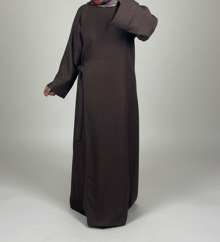Linen Look Side Knot Wrap Abaya