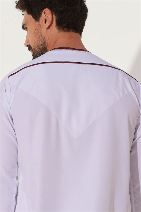 Faris Omani Thobe/Jubba - White with Multi