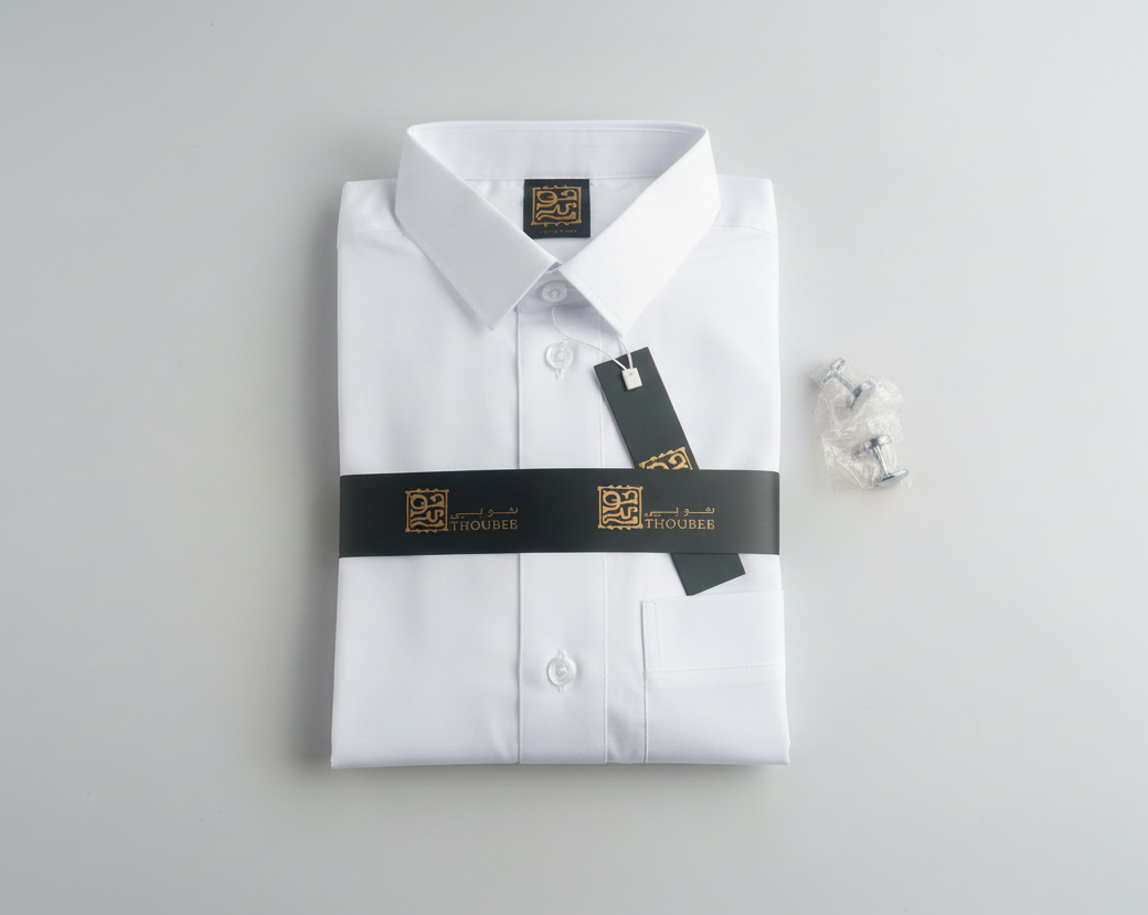 Thoubee Jubbah shirt collar White with cuff links