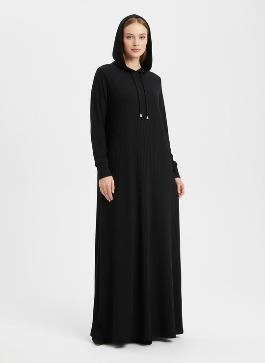 Ribbed Hooded Sporty Abayas CA -