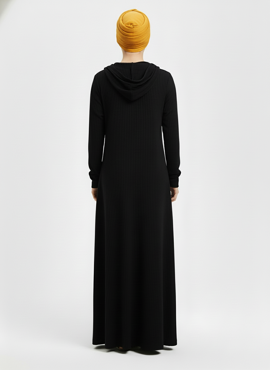 Ribbed Hooded Sporty Abayas CA -