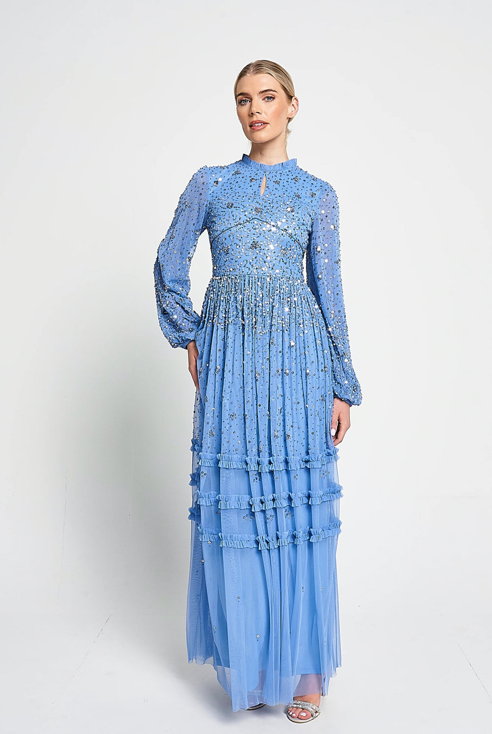 Agnes Powder Blue Sequin Maxi Dress by Amelia Rose