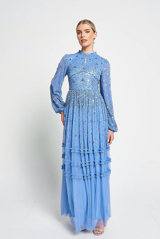 Agnes Powder Blue Sequin Maxi Dress by Amelia Rose