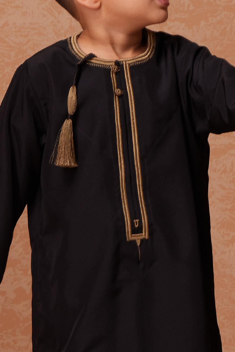 Baby Faris Omani Rompers - Black with Beige