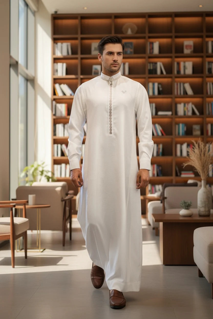 AAR2646 Latest Al Ameer Thobe/ Jubba- Ivory