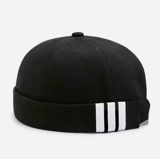 Large Size Men Adjustable Brimless Docker Hat with stripes