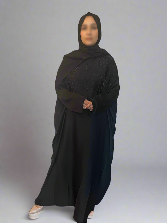 Aliyah Rhinestone Kaftan with ties- Black