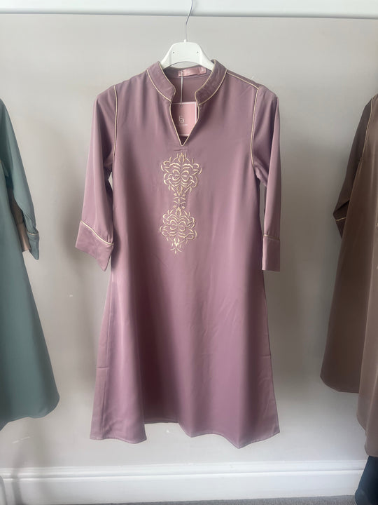 Girls Embroidered Satin Maxi Dresses
