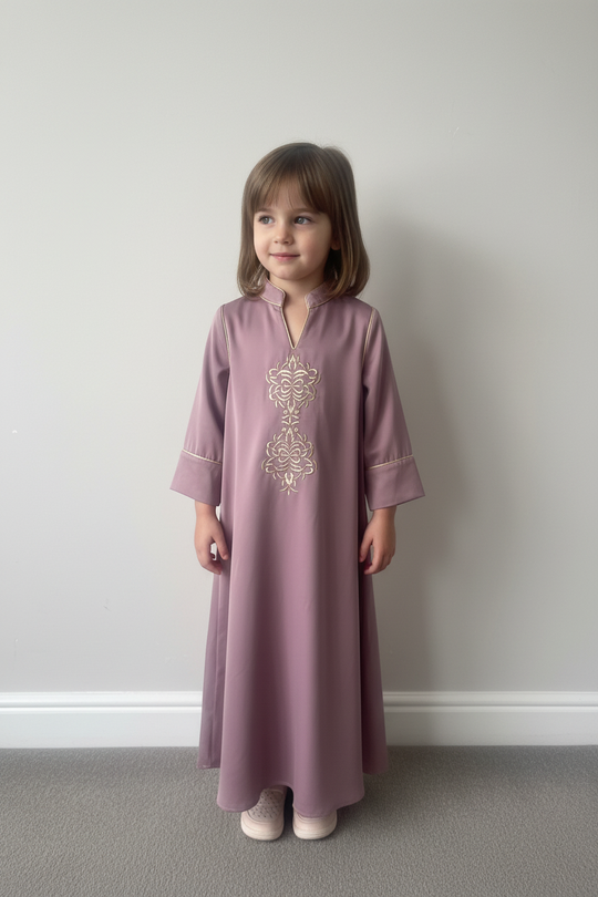 Girls Embroidered Satin Maxi Dresses