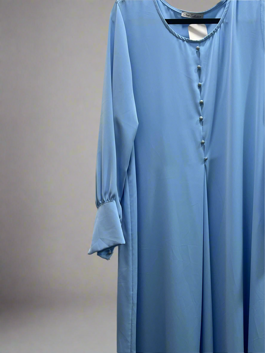 Chiffon Maxi cuff dress in powder Blue