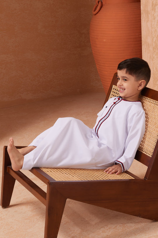 Boys Faris Omani Jubba/Thobe - white