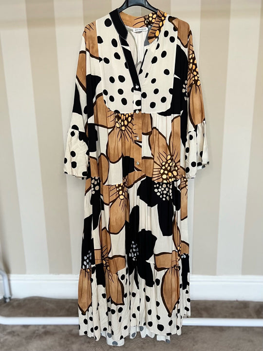 Floral Spotted Print Maxi Cotton Dress