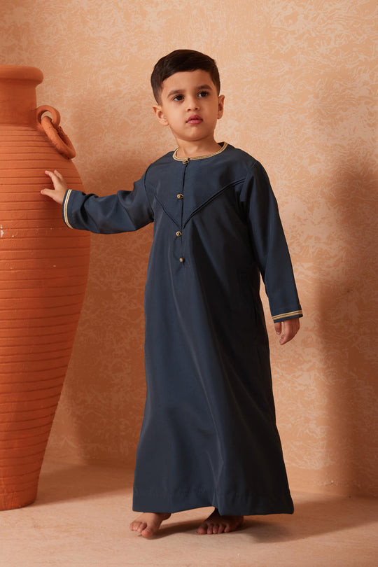 Boys Faris Emirati Jubba/Thobe -  Aegean Blue