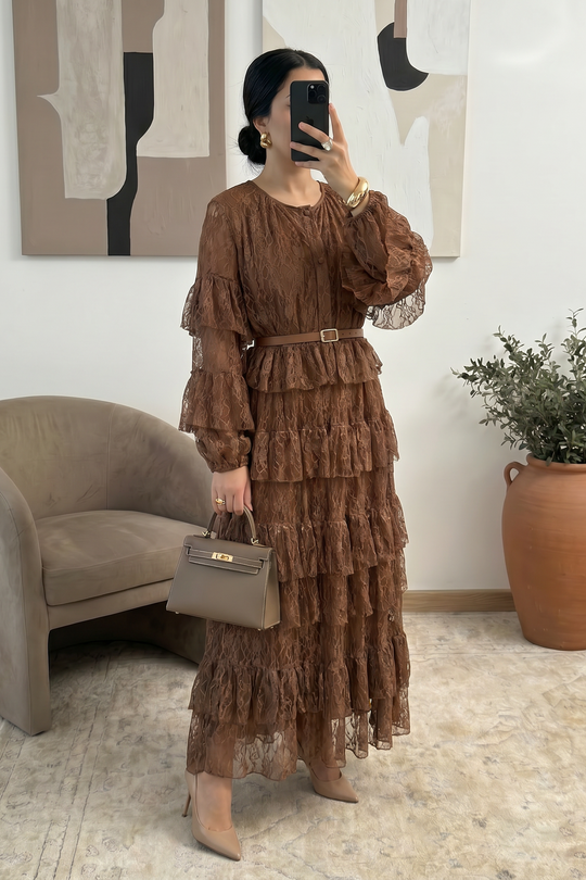 Lace Dresses with frills and belt