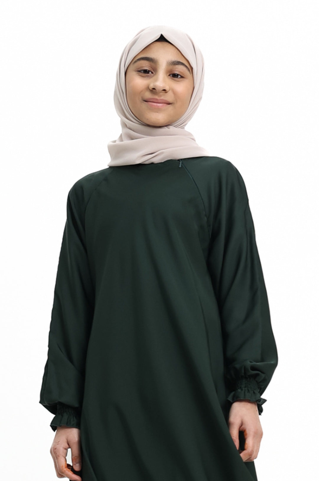 Umbrella Zip Girls Abaya in Green