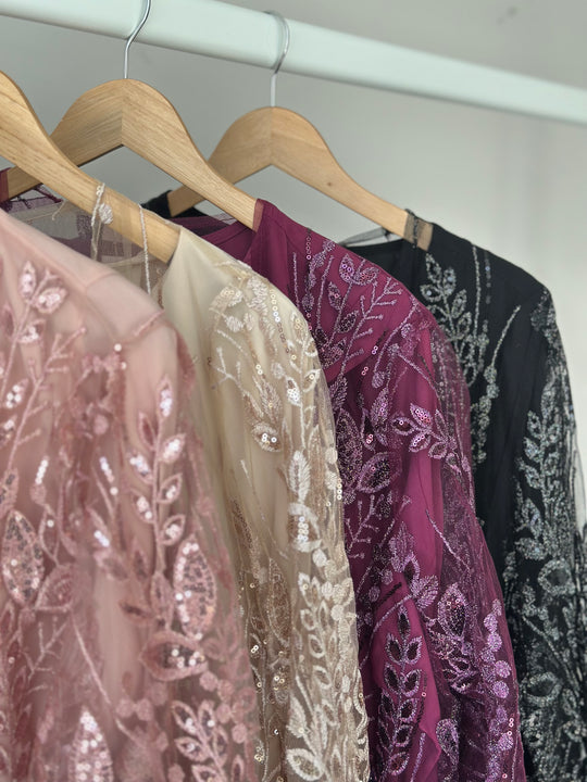 Saqina Embellished Lace Abaya Sets