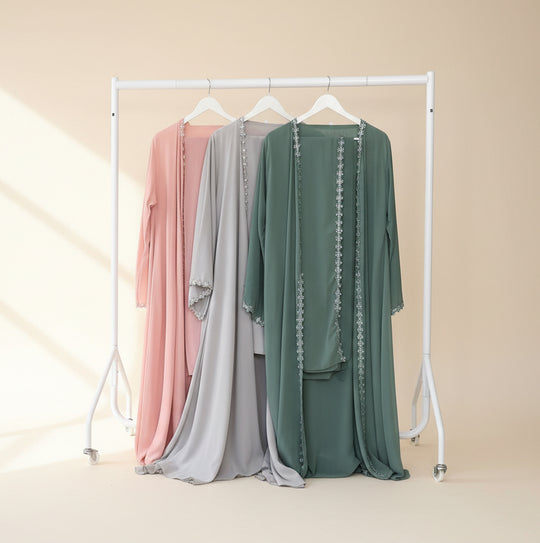 Daisy Chiffon Open Abaya with Scarf