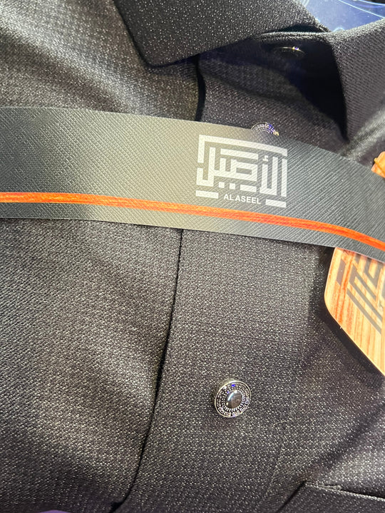 New Al Aseel Qatari Shirt Collar Thobe in Black 04