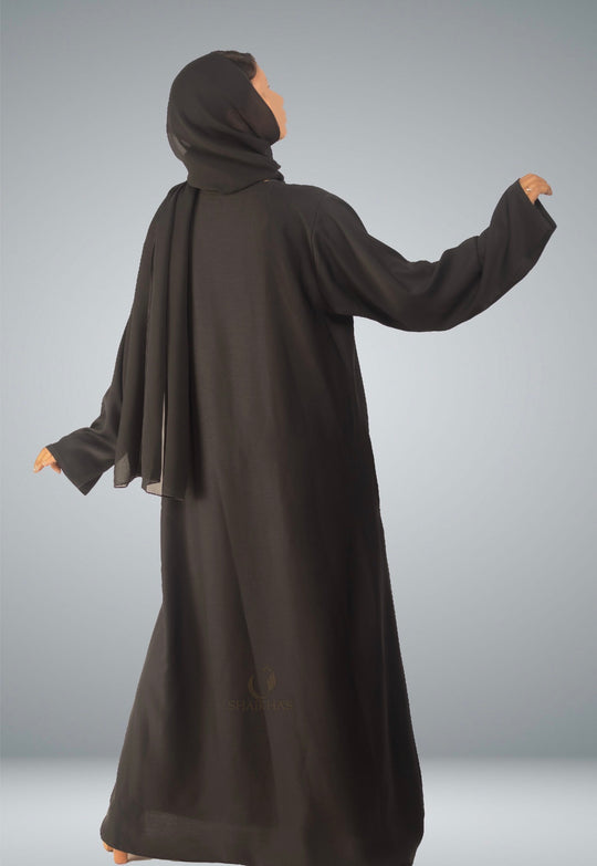 Plain Abaya with Pockets and Hijab CA1001 Black