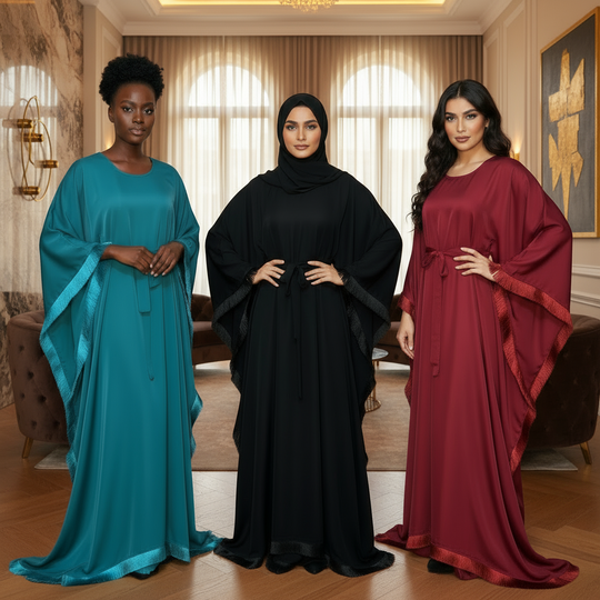 Fringe Nida Kaftan Style Abayas