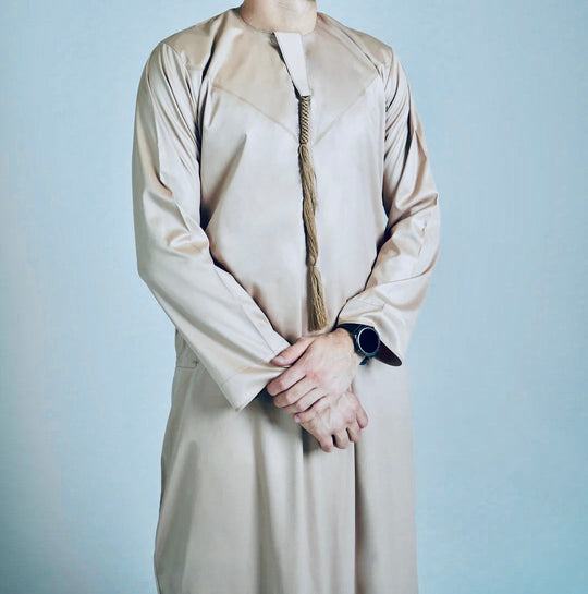 Emirati Shiny Jubba/Thobe -Light Beige