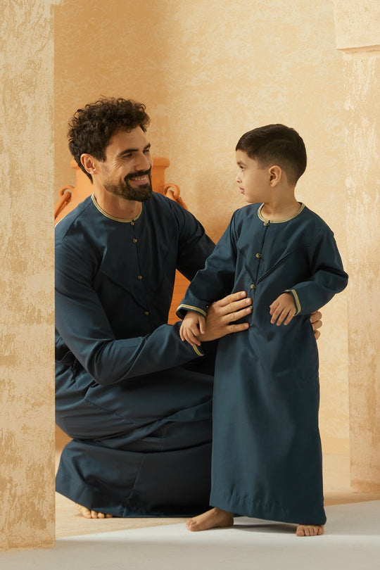 Boys Faris Emirati Jubba/Thobe -  Aegean Blue