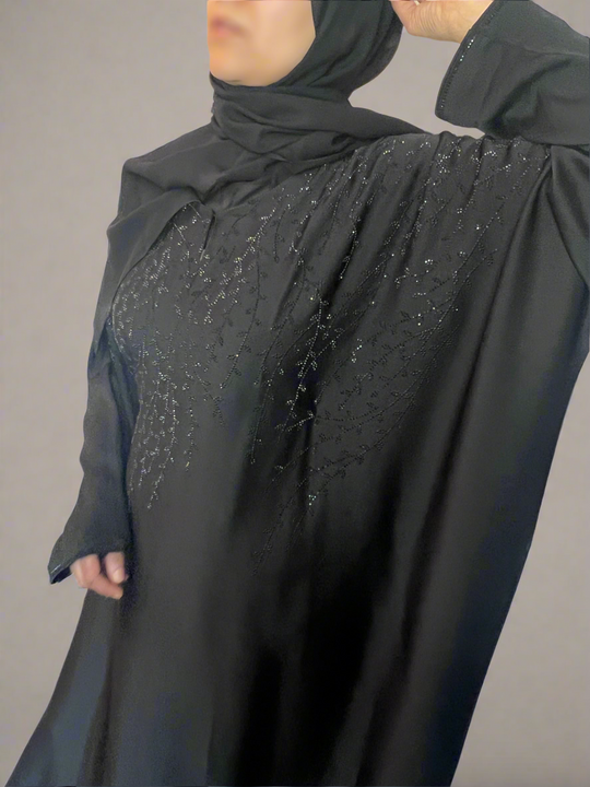 Aliyah Rhinestone Kaftan with ties- Black