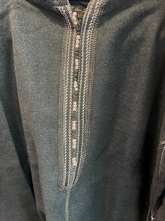 Winter Wool Hooded Moroccan Thobes - Deep Olive