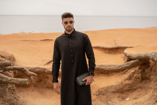 AAR2404 Al Ameer Latest Thobe/Jubba - Black