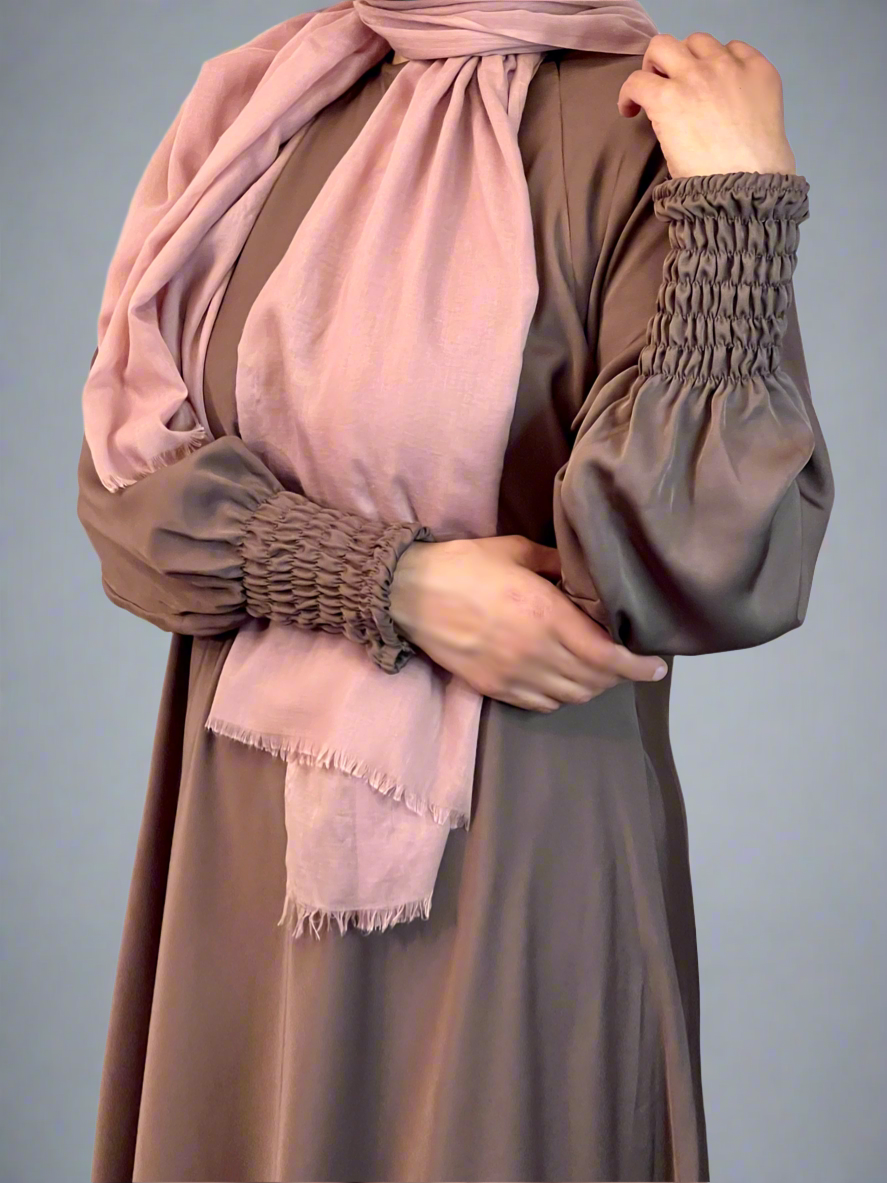 Elasticated Cuff Umbrella Nida Abaya- Brown TK