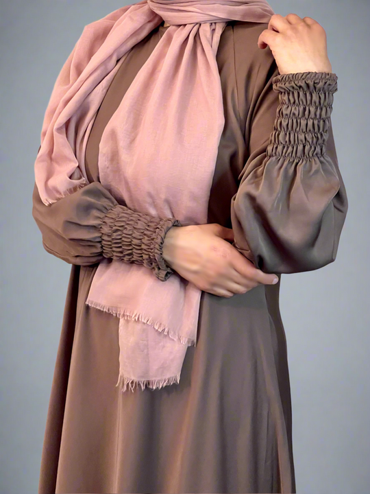 Elasticated Cuff Umbrella Nida Abaya- Brown TK