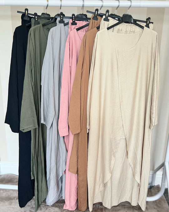 Long layered look Linen feel Coord