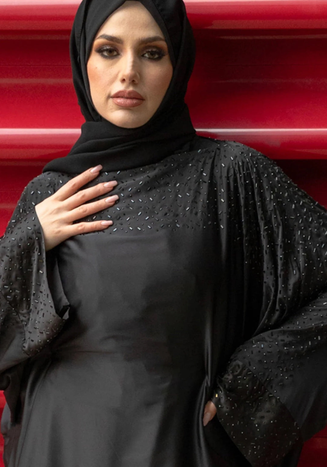 Luxurious Embellished kaftan Abaya Set in Black