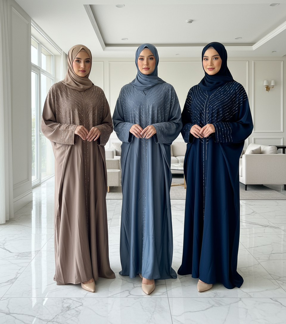 Juwaria Kaftan style Close Abayas with Inner Ties
