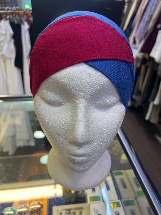 Layered look cotton Tie back Bandana under scarf