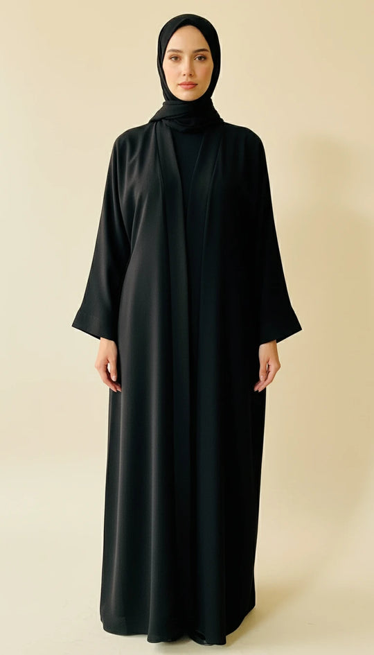 Zoom Abaya with front fastening and scarf- AR