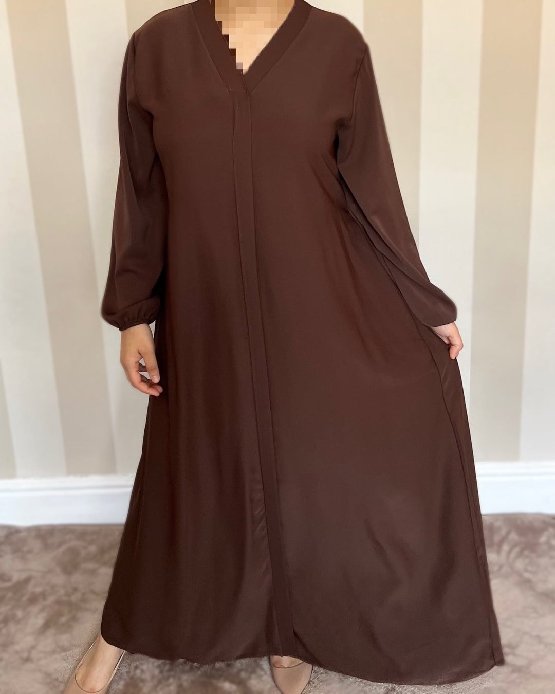 Pleated Back Dress/Abaya with Belt - Free size -