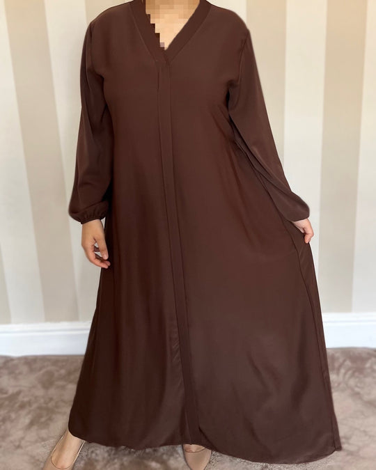 Pleated Back Dress/Abaya with Belt - Free size -