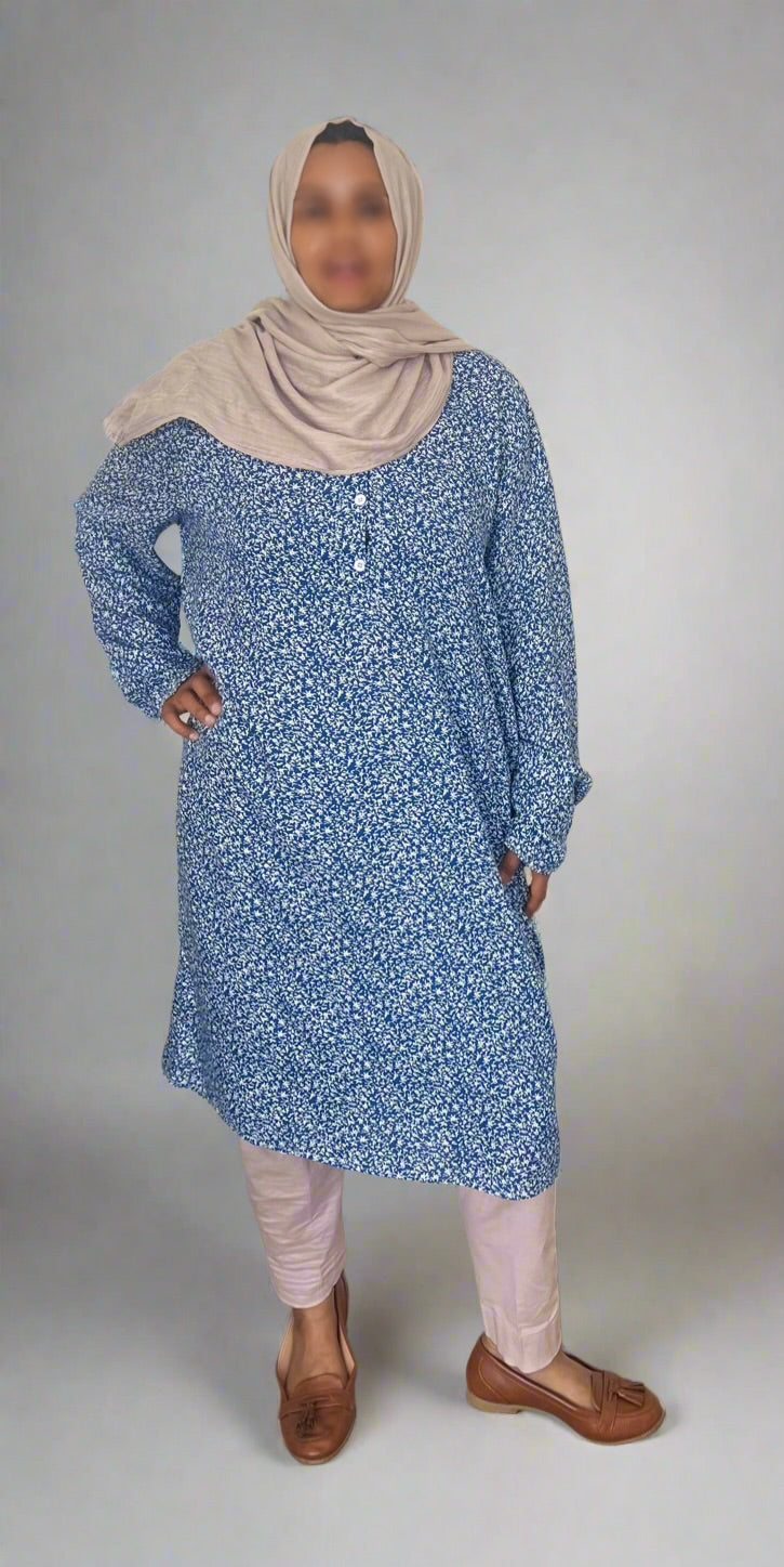 Midi Small Print Viscose Casual Dress