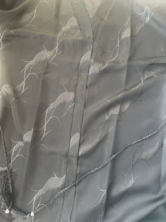 Jacquard print Abaya sets in Black Design 1