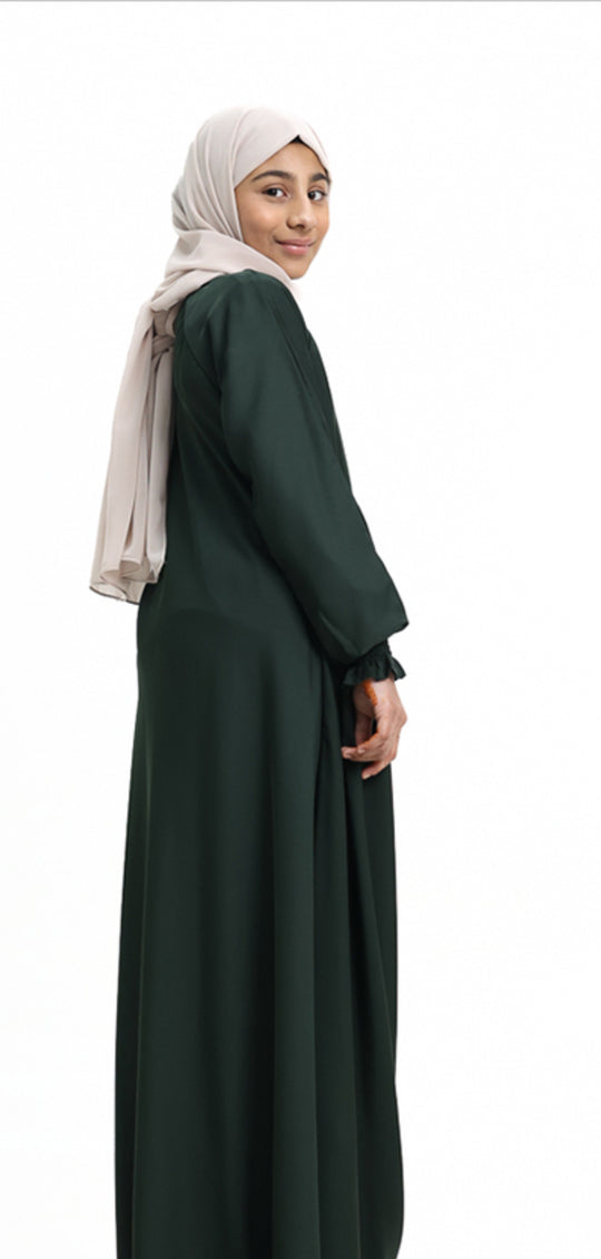 Umbrella Zip Girls Abaya in Green